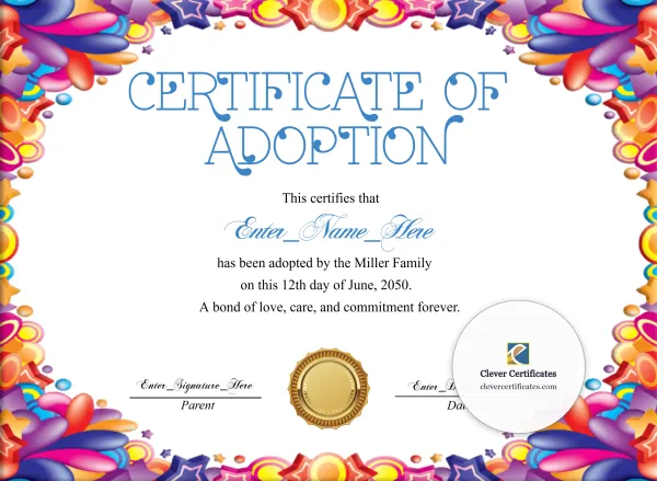 Free Adoption Day Certificate