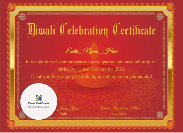 Free Diwali Celebration Certificate