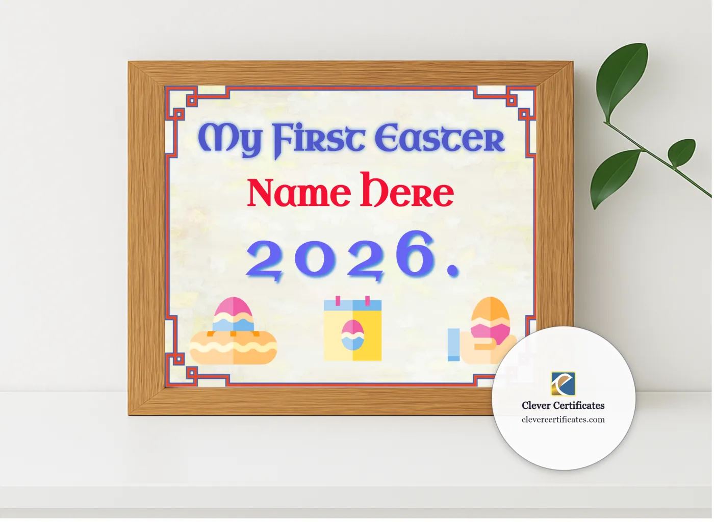 Realistic mockup featuring My First Easter Award 2 displayed within a modern frame, set against a minimalistic background.