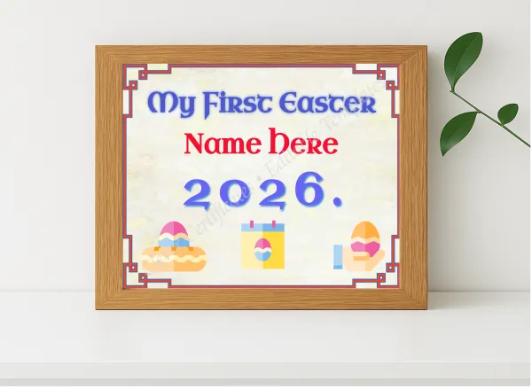 Realistic mockup featuring My First Easter Award 2 displayed within a modern frame, set against a minimalistic background.