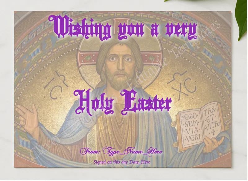 A Very Holy Easter presented in a sleek wooden frame, elegantly arranged on a stylish table.
