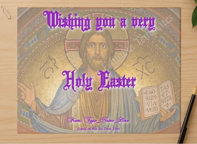 Professional preview of A Very Holy Easter certificate on high-quality stationery paper, ideal for showcasing the final look.