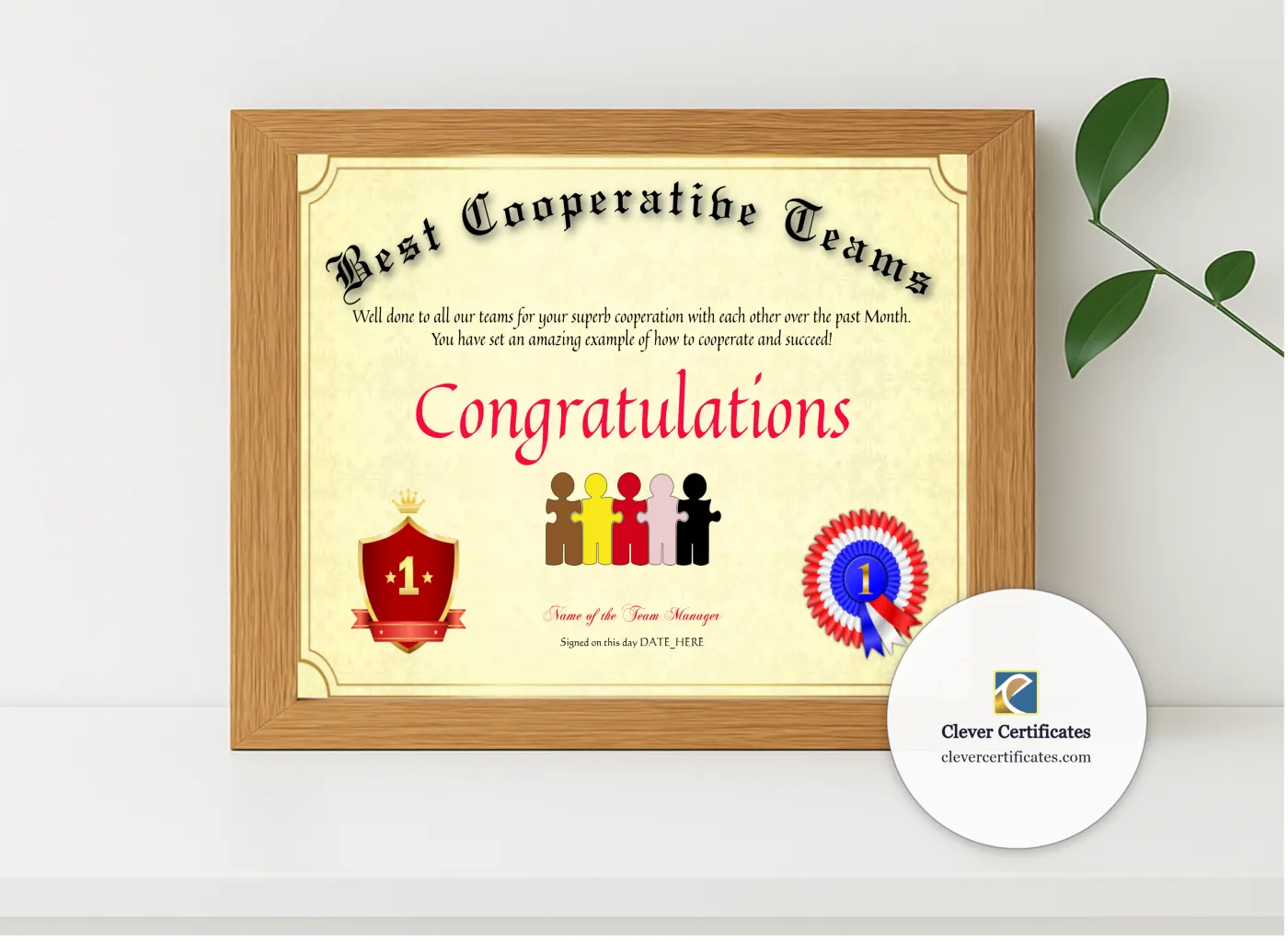 Realistic mockup featuring Best Cooperative Teams displayed within a modern frame, set against a minimalistic background.