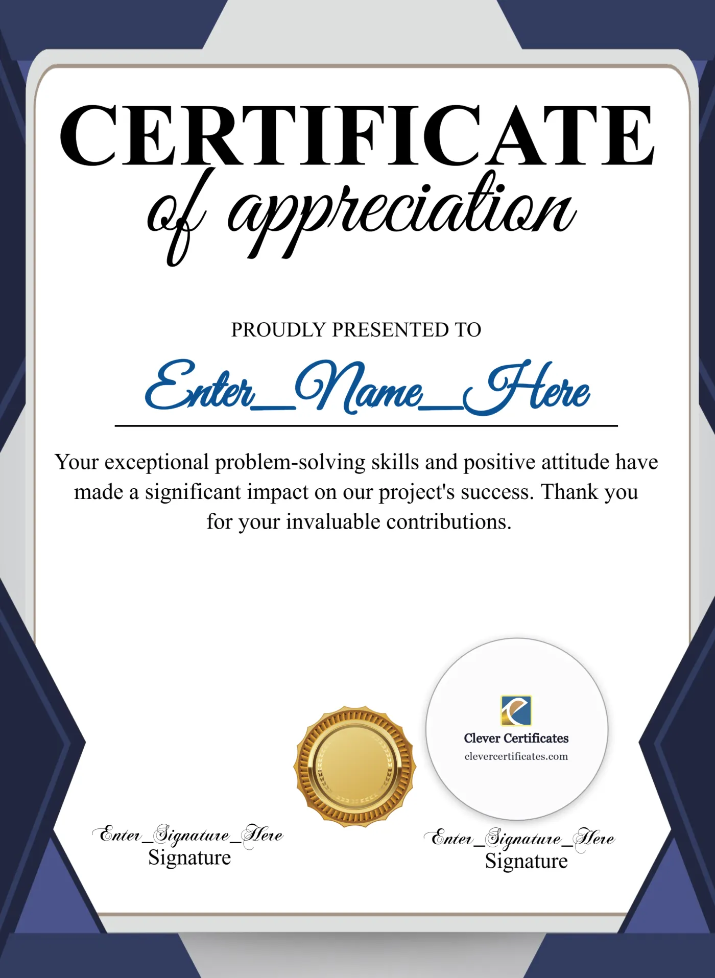 Certificate Of Appreciation 3 Portrait — Certificate Template Preview