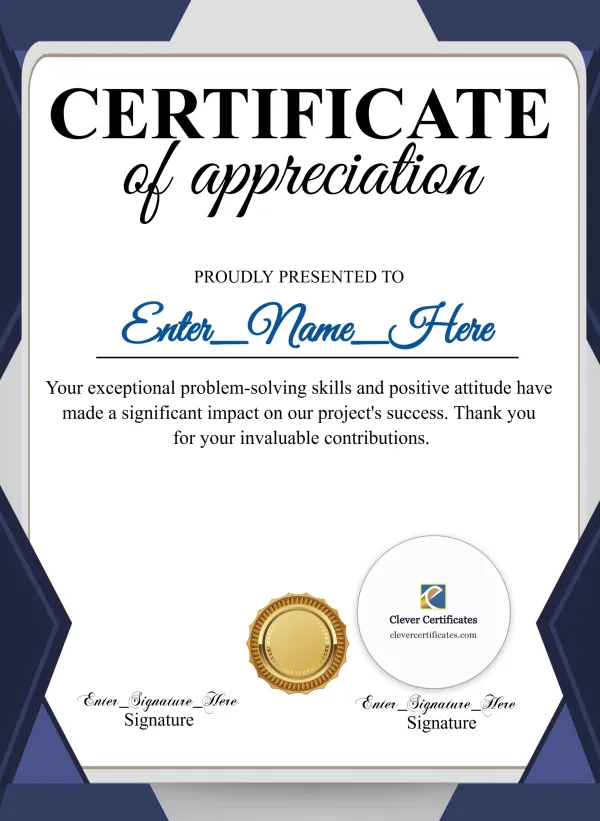 Certificate Of Appreciation 3 Portrait — Certificate Template Preview