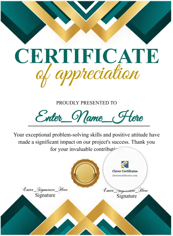 Certificate Of Appreciation 2 Portrait — Certificate Template Preview