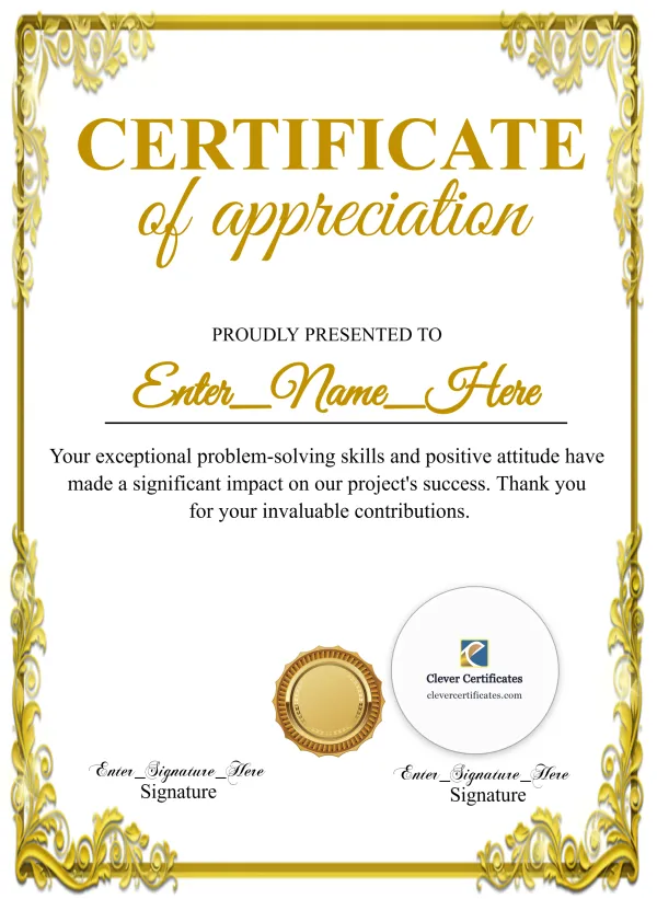 Certificate Of Appreciation 6 Portrait — Certificate Template Preview