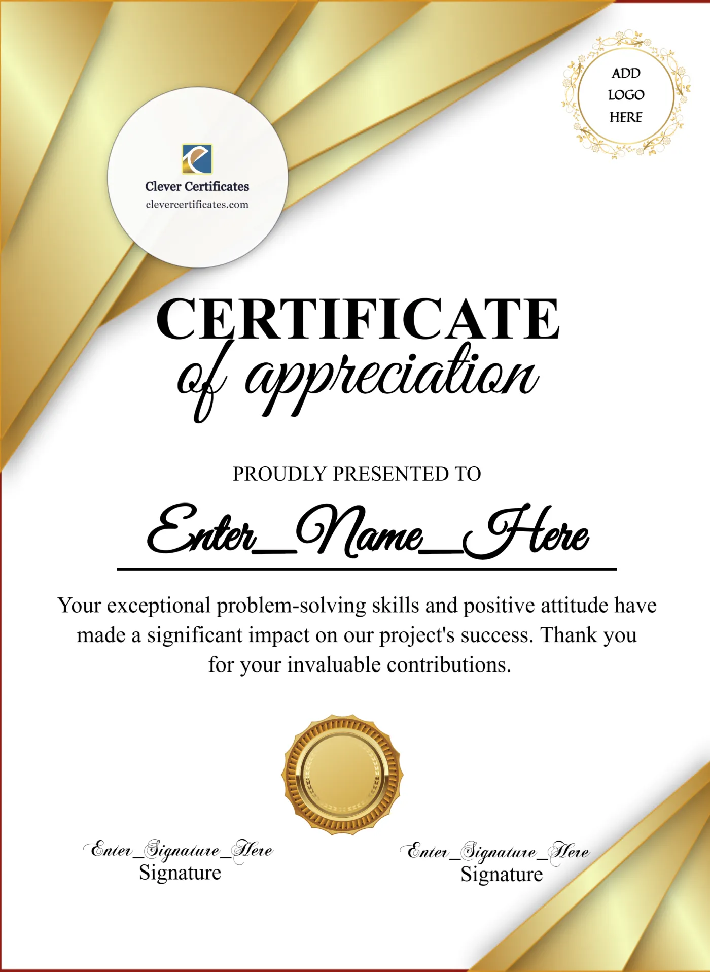 Editable Certificate Of Appreciation Portrait — Certificate Template Preview