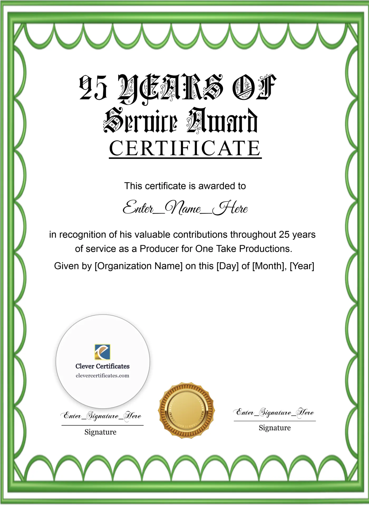 Certificate Of Appreciation For 25 Years Of Service Portrait — Certificate Template Preview