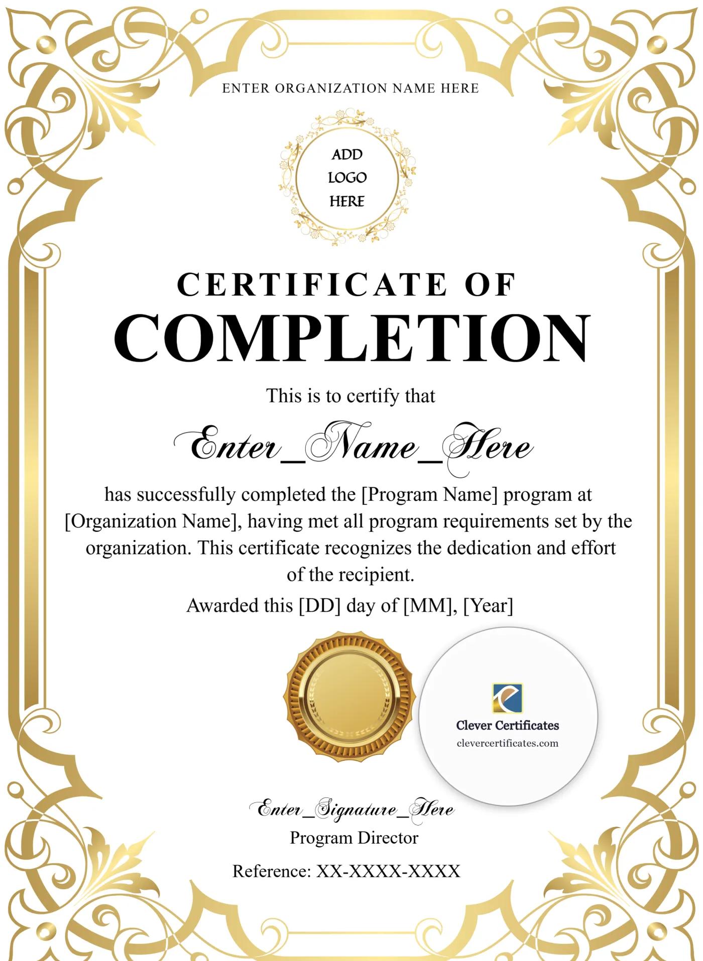 Printable Certificate Of Completion Portrait — Certificate Template Preview