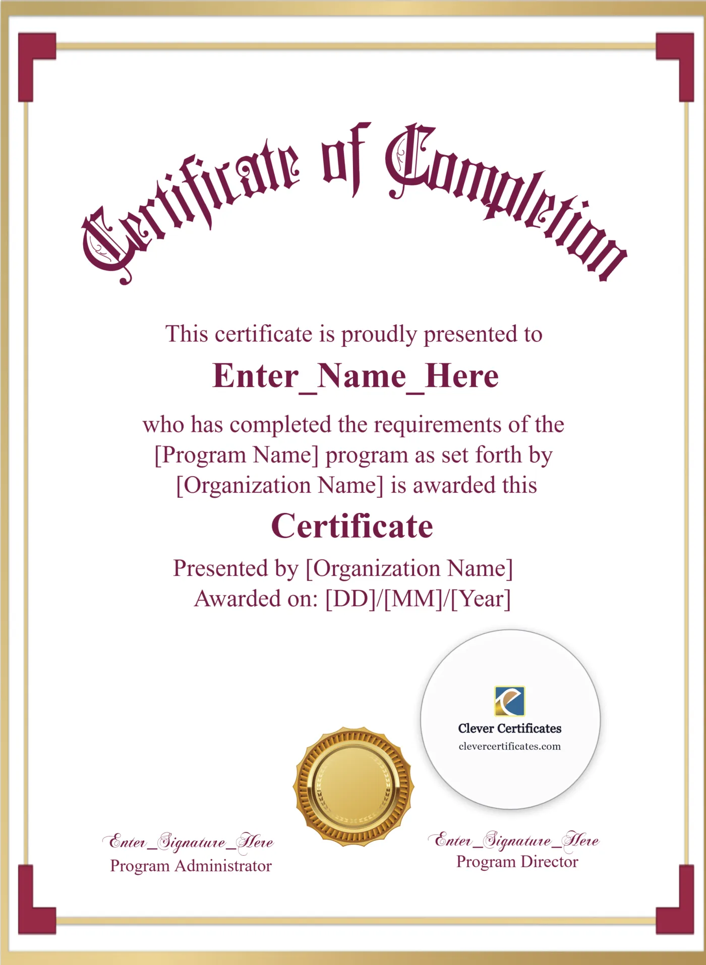 Certificate Of Completion 3 Portrait — Certificate Template Preview