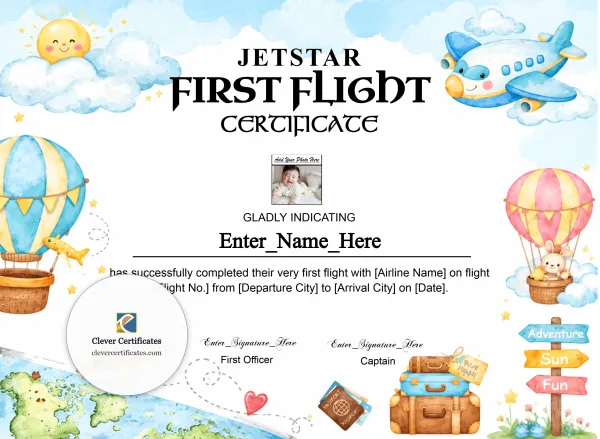 Free Jetstar First Flight Certificate with Photo — Watercolor Landscape