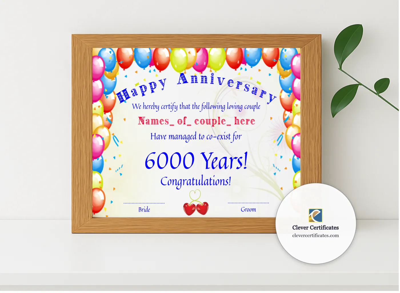 Realistic mockup featuring Happy Anniversary displayed within a modern frame, set against a minimalistic background.
