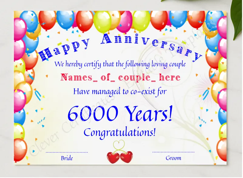 Happy Anniversary presented in a sleek wooden frame, elegantly arranged on a stylish table.
