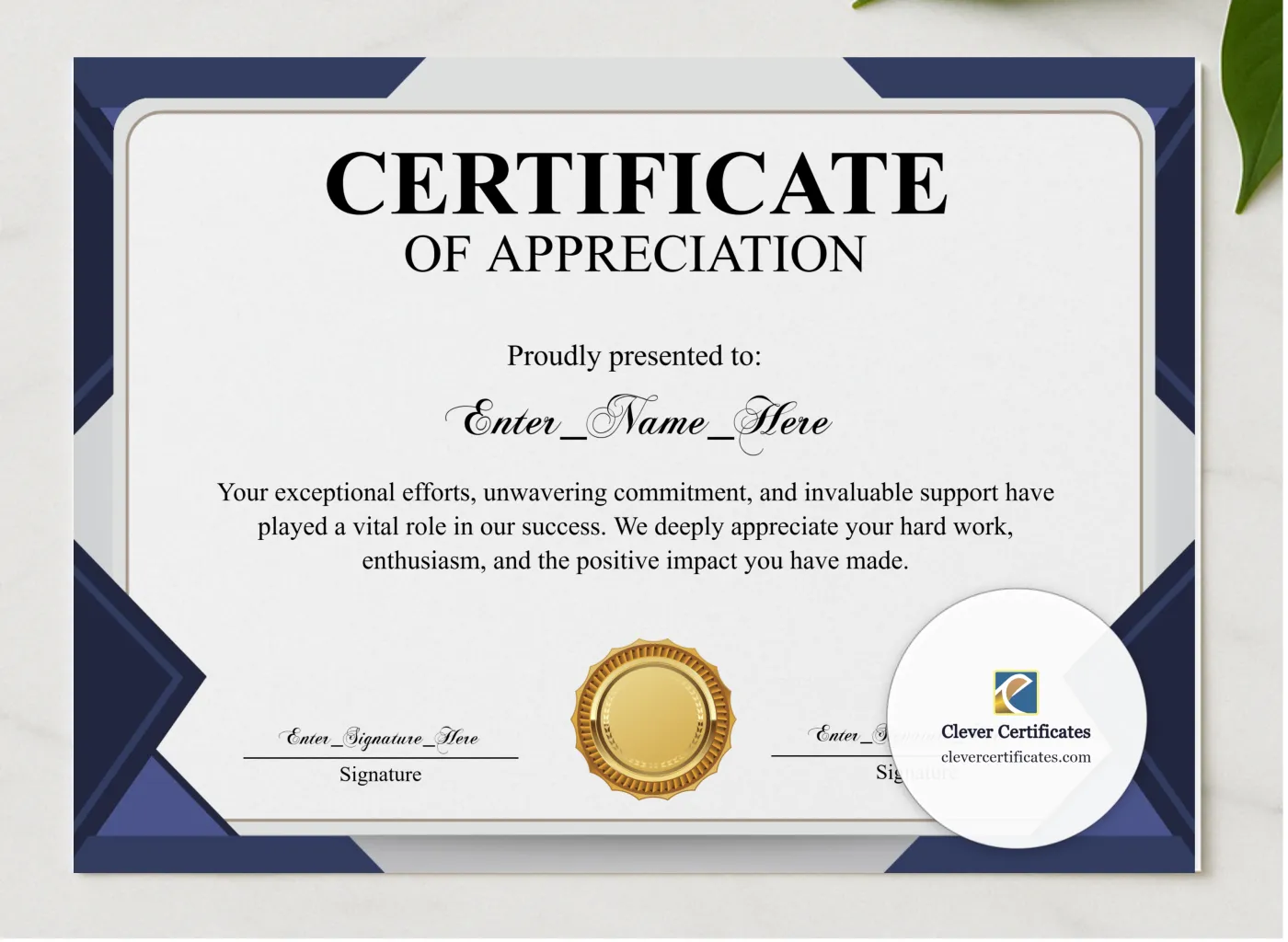 Appreciation Report Example Certificate of Appreciation — Navy and Silver Landscape