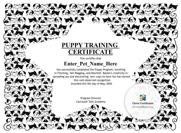 Free Puppy Training Certificate Template