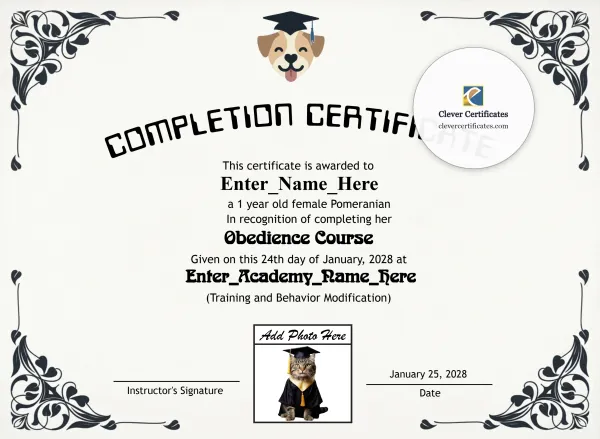 Free Top Dog Achiever Certificate Template