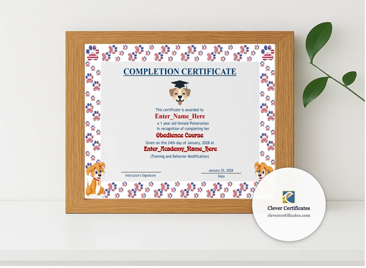 Realistic mockup featuring Goodest Achiever Certificate displayed within a modern frame, set against a minimalistic background.