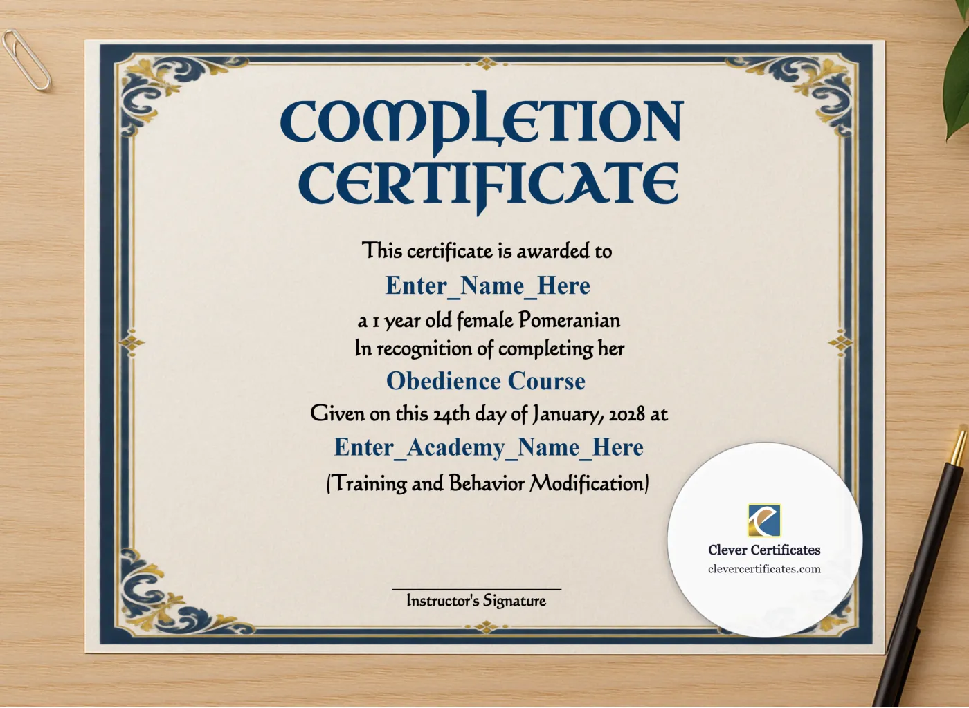 Professional preview of Treats Champion Certificate certificate on high-quality stationery paper, ideal for showcasing the final look.
