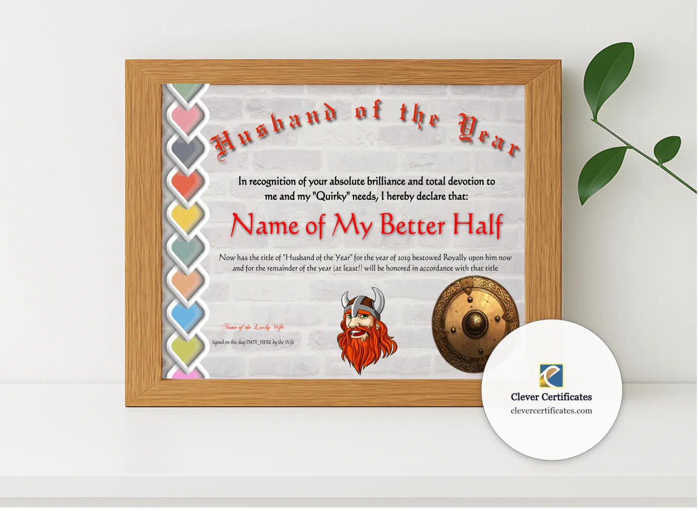 Realistic mockup featuring Husband Of The Year displayed within a modern frame, set against a minimalistic background.