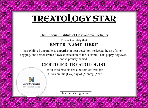 Free Treatology Star Certificate Template