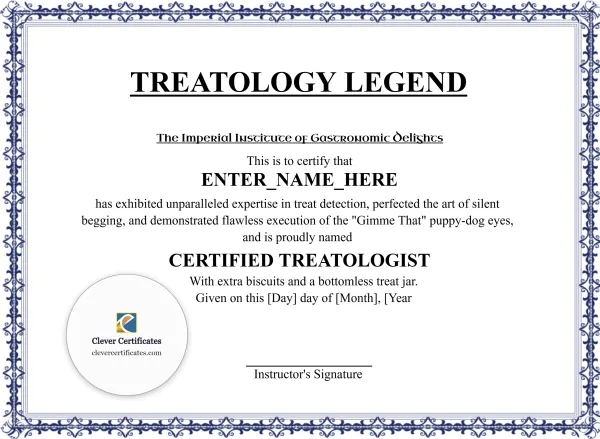 Free Treatology Legend Certificate Template