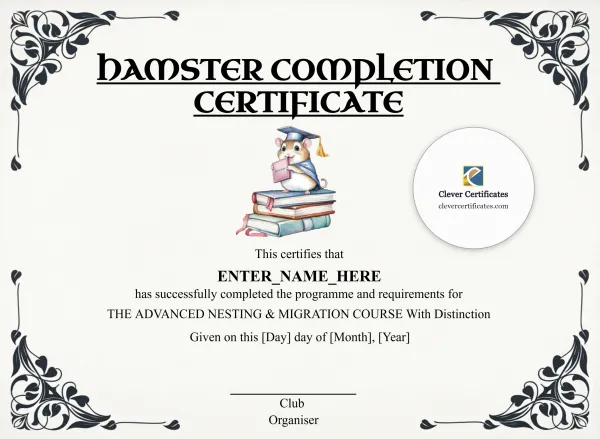 Free Hamster Completion Certificate Template