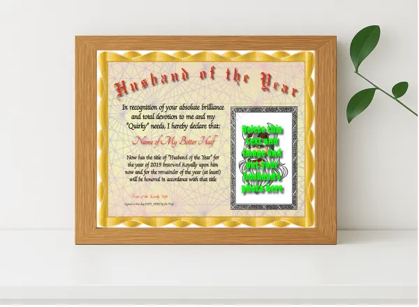 Realistic mockup featuring Husband Of The Year Photo displayed within a modern frame, set against a minimalistic background.