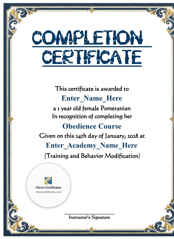 Free Treats Champion Certificate Template — Portrait