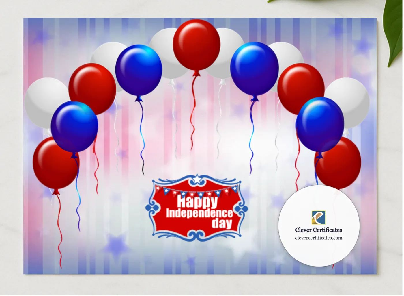 Independence Day presented in a sleek wooden frame, elegantly arranged on a stylish table.