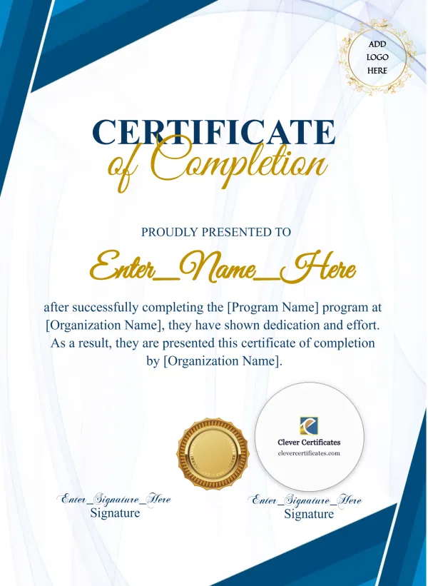 Staff Training Completion Certificate Portrait — Certificate Template Preview
