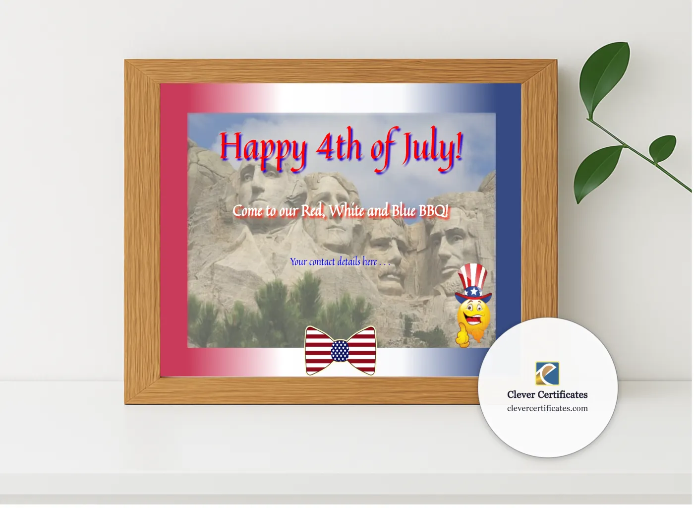 Realistic mockup featuring 4th Of July BBQ displayed within a modern frame, set against a minimalistic background.