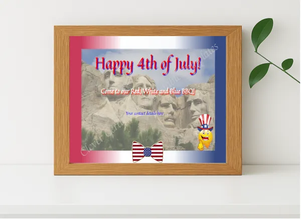 Realistic mockup featuring 4th Of July BBQ displayed within a modern frame, set against a minimalistic background.