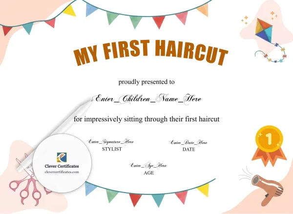 Free First Haircut Certificate — Bunting Landscape
