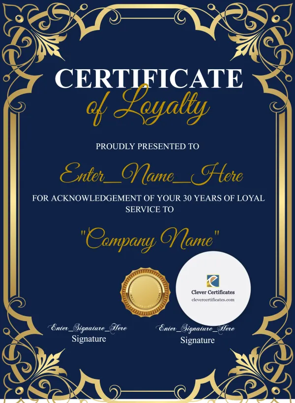 Certificate Of Loyalty Portrait — Certificate Template Preview