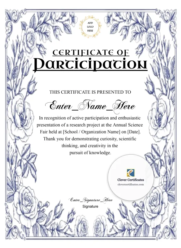 Certificate Of Participation Modern Portrait — Certificate Template Preview
