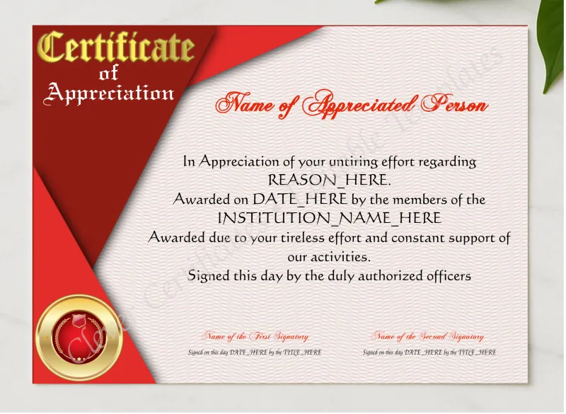 Appreciation Award presented in a sleek wooden frame, elegantly arranged on a stylish table.