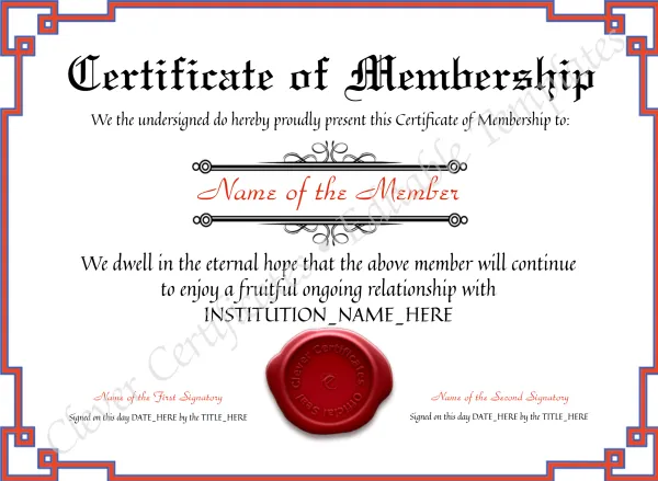 Certificate Of Membership
