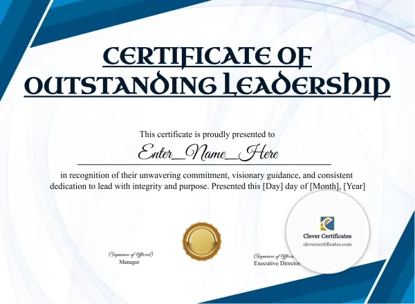 Free Leadership Award Certificate — Blue Modern Wave Landscape