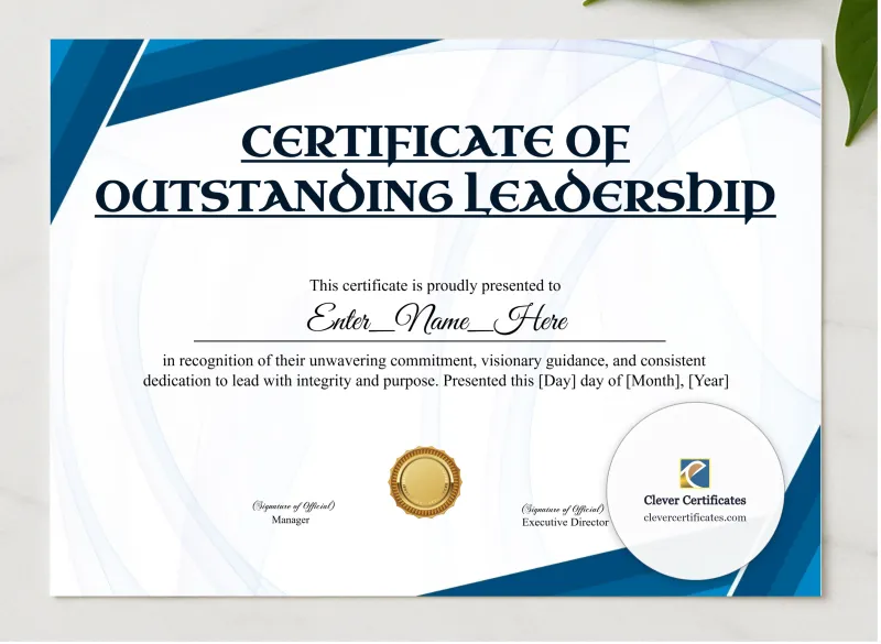 Leadership Award Classic Gold Landscape presented in a sleek wooden frame, elegantly arranged on a stylish table.