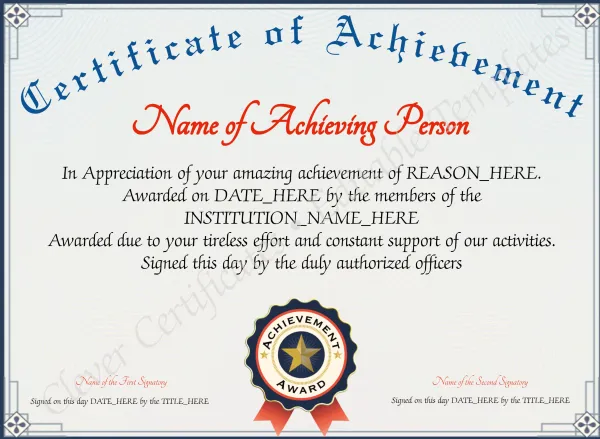 Achievement Certificate Alt