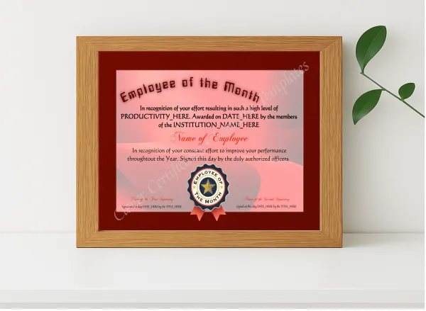 Realistic mockup featuring Employee Of The Month 3 displayed within a modern frame, set against a minimalistic background.