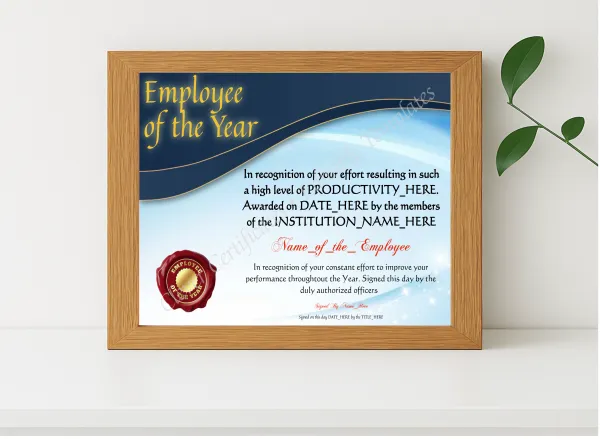Realistic mockup featuring Employee Of The Year 2 displayed within a modern frame, set against a minimalistic background.