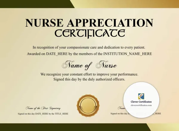 Free Nurse Appreciation Certificate — Olive And Gold Landscape