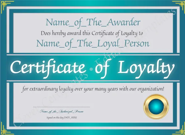 Certificate Of Loyalty 2