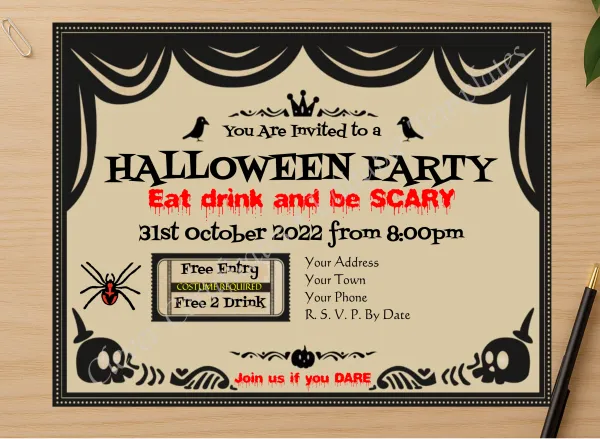 Professional preview of Halloween Party Invitation 2 certificate on high-quality stationery paper, ideal for showcasing the final look.