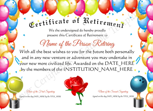 Certificate Of Retirement