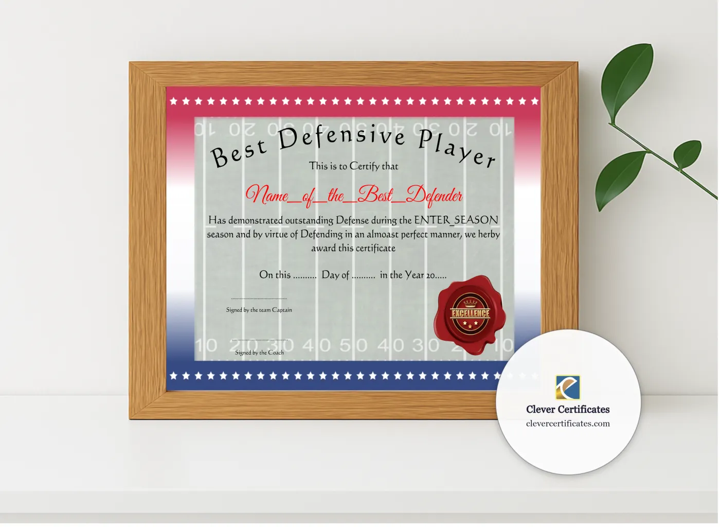 Realistic mockup featuring Best Defensive Player displayed within a modern frame, set against a minimalistic background.