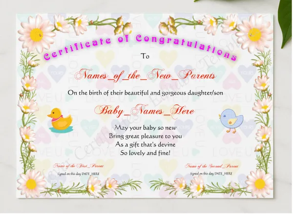 Brand New Baby presented in a sleek wooden frame, elegantly arranged on a stylish table.