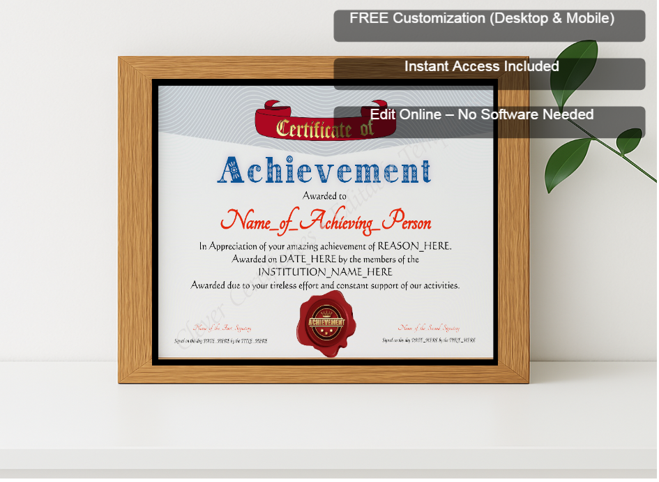 Premium mockup with Free Editor badge stack for Achievement Award Banner